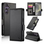 For Samsung Galaxy S25 5G Side Buckle Magnetic Frosted Leather Phone Case(Black)
