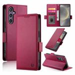 For Samsung Galaxy S25 5G Side Buckle Magnetic Frosted Leather Phone Case(Wine Red)