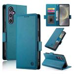 For Samsung Galaxy S25 5G Side Buckle Magnetic Frosted Leather Phone Case(Blue)