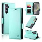 For Samsung Galaxy S25 5G Side Buckle Magnetic Frosted Leather Phone Case(Mint Green)