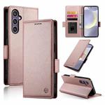 For Samsung Galaxy S25+ 5G Side Buckle Magnetic Frosted Leather Phone Case(Rose Gold)