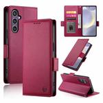 For Samsung Galaxy S25+ 5G Side Buckle Magnetic Frosted Leather Phone Case(Wine Red)