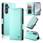 For Samsung Galaxy S25+ 5G Side Buckle Magnetic Frosted Leather Phone Case(Mint Green)