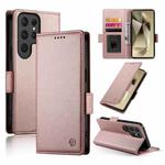 For Samsung Galaxy S25 Ultra 5G Side Buckle Magnetic Frosted Leather Phone Case(Rose Gold)