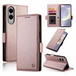 For Samsung Galaxy S25 Edge 5G Side Buckle Magnetic Frosted Leather Phone Case(Rose Gold)