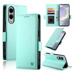 For Samsung Galaxy S25 Edge 5G Side Buckle Magnetic Frosted Leather Phone Case(Mint Green)