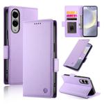 For Samsung Galaxy S25 Edge 5G Side Buckle Magnetic Frosted Leather Phone Case(Purple)