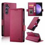 For Samsung Galaxy S25 FE 5G Side Buckle Magnetic Frosted Leather Phone Case(Wine Red)