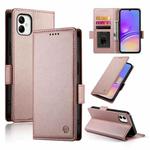 For Samsung Galaxy A05 Side Buckle Magnetic Frosted Leather Phone Case(Rose Gold)