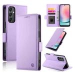 For Samsung Galaxy A24 4G Global Side Buckle Magnetic Frosted Leather Phone Case(Purple)