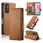 For Samsung Galaxy A24 4G Global Side Buckle Magnetic Frosted Leather Phone Case(Brown)