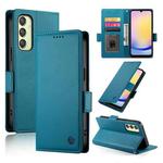 For Samsung Galaxy A25 5G Global Side Buckle Magnetic Frosted Leather Phone Case(Blue)