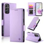 For Samsung Galaxy A35 5G Side Buckle Magnetic Frosted Leather Phone Case(Purple)