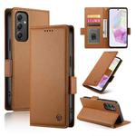 For Samsung Galaxy A35 5G Side Buckle Magnetic Frosted Leather Phone Case(Brown)