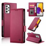 For Samsung Galaxy A72 4G / 5G Side Buckle Magnetic Frosted Leather Phone Case(Wine Red)