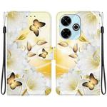 For Xiaomi Redmi 13 4G Crystal Texture Colored Drawing Leather Phone Case(Gold Butterfly Epiphyllum)