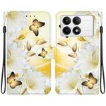 For Xiaomi Redmi K70 Pro / K70 Crystal Texture Colored Drawing Leather Phone Case(Gold Butterfly Epiphyllum)