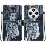 For Redmi 14C 4G Crystal Texture Colored Drawing Leather Phone Case(Cat Tiger Reflection)