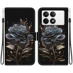 For Xiaomi Poco F6 Pro Crystal Texture Colored Drawing Leather Phone Case(Black Rose)