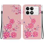 For Xiaomi Poco F6 Pro Crystal Texture Colored Drawing Leather Phone Case(Cherry Blossoms)