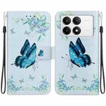 For Xiaomi Poco F6 Pro Crystal Texture Colored Drawing Leather Phone Case(Blue Pansies)