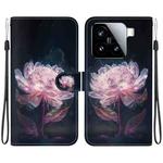 For Xiaomi 15 Crystal Texture Colored Drawing Leather Phone Case(Purple Peony)