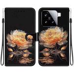 For Xiaomi 15 Crystal Texture Colored Drawing Leather Phone Case(Gold Peony)