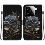 For Xiaomi 15 Crystal Texture Colored Drawing Leather Phone Case(Black Rose)