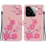 For Xiaomi 15 Crystal Texture Colored Drawing Leather Phone Case(Cherry Blossoms)