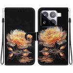 For Xiaomi 15 Pro Crystal Texture Colored Drawing Leather Phone Case(Gold Peony)