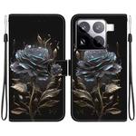 For Xiaomi 15 Pro Crystal Texture Colored Drawing Leather Phone Case(Black Rose)