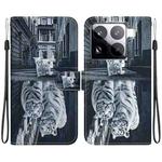 For Xiaomi 15 Pro Crystal Texture Colored Drawing Leather Phone Case(Cat Tiger Reflection)