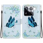For Xiaomi 15 Pro Crystal Texture Colored Drawing Leather Phone Case(Blue Pansies)