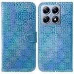 For Xiaomi 14T Pro Colorful Magnetic Buckle Leather Phone Case(Blue)