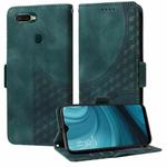For OPPO A7 / A5S / A12 / A11K Embossed Rhombus Starry Leather Phone Case(Green)