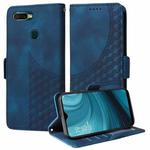 For OPPO A7 / A5S / A12 / A11K Embossed Rhombus Starry Leather Phone Case(Blue)