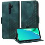 For OPPO A9 2020 / A5 2020  Embossed Rhombus Starry Leather Phone Case(Green)