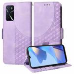 For OPPO A54S / A56 5G Embossed Rhombus Starry Leather Phone Case(Purple)
