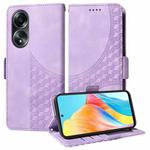 For OPPO A58 4G Embossed Rhombus Starry Leather Phone Case(Purple)