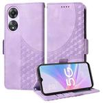 For OPPO A58X 5G Embossed Rhombus Starry Leather Phone Case(Purple)