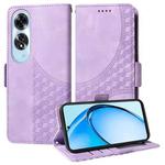For OPPO A60 4G Global Embossed Rhombus Starry Leather Phone Case(Purple)