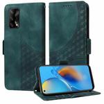 For OPPO A74 4G / F19 4G Embossed Rhombus Starry Leather Phone Case(Green)