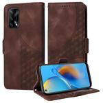 For OPPO A74 4G / F19 4G Embossed Rhombus Starry Leather Phone Case(Brown)