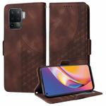 For OPPO A94 4G / F19 Pro Embossed Rhombus Starry Leather Phone Case(Brown)
