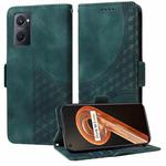 For OPPO A96 4G / K10 4G Embossed Rhombus Starry Leather Phone Case(Green)
