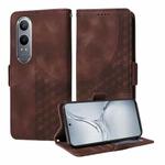 For OPPO K12x Embossed Rhombus Starry Leather Phone Case(Brown)