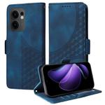 For OPPO Reno13 F 4G / 5G Embossed Rhombus Starry Leather Phone Case(Blue)
