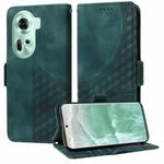 For OPPO Reno11 5G Global Embossed Rhombus Starry Leather Phone Case(Green)