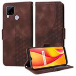 For Realme C15 / C12 Embossed Rhombus Starry Leather Phone Case(Brown)