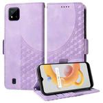 For Realme C20 / C20A Embossed Rhombus Starry Leather Phone Case(Purple)